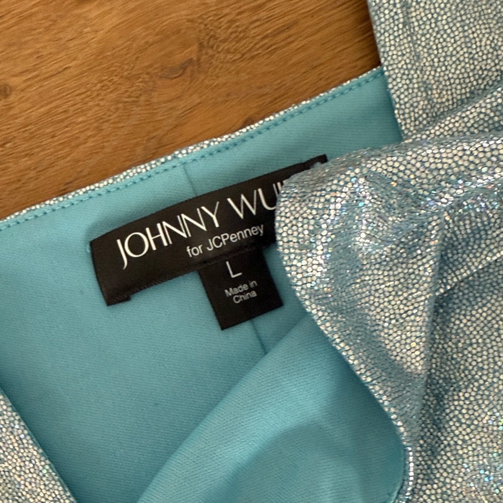 Johnny Wujek for JCPenney Light Blue Mini Dress Beautiful Flirty Asymetrical - Picture 7 of 9